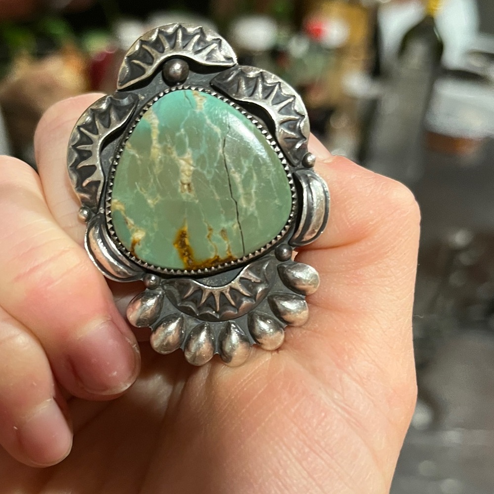 Dark Moon Silver Turquoise Statement Ring - image 4